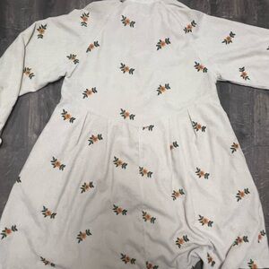 DAVI & DANI Cream Midi Dress with Floral Embroidery